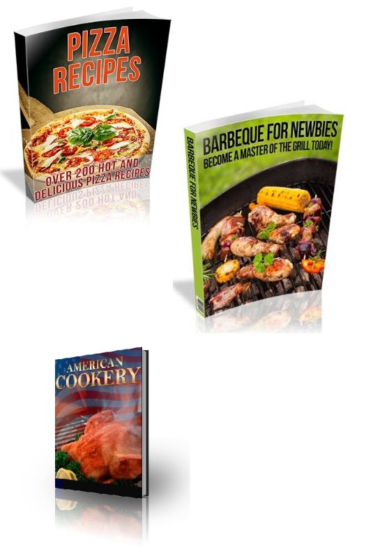 Bundle of Pizza Recipes, Barbeque for Newbies and American Cookery