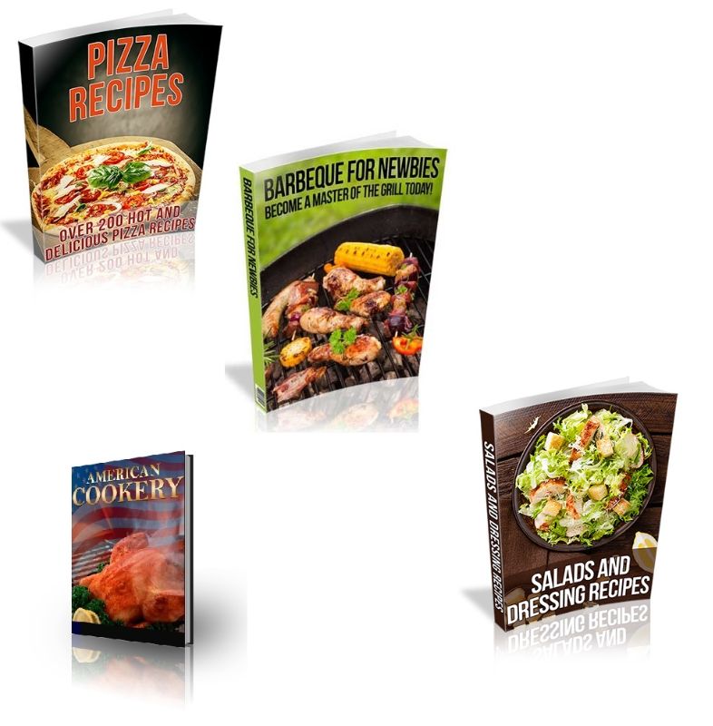 Bundle of Pizza Recipes, Barbeque for Newbies and American Cookery and Salad and Dressing